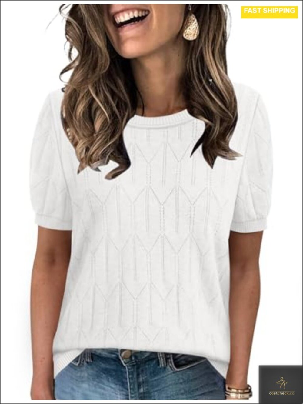 Short Sleeve Knit Pullover Sweater Women Summer Vacation Tops - Picture 1 of 6